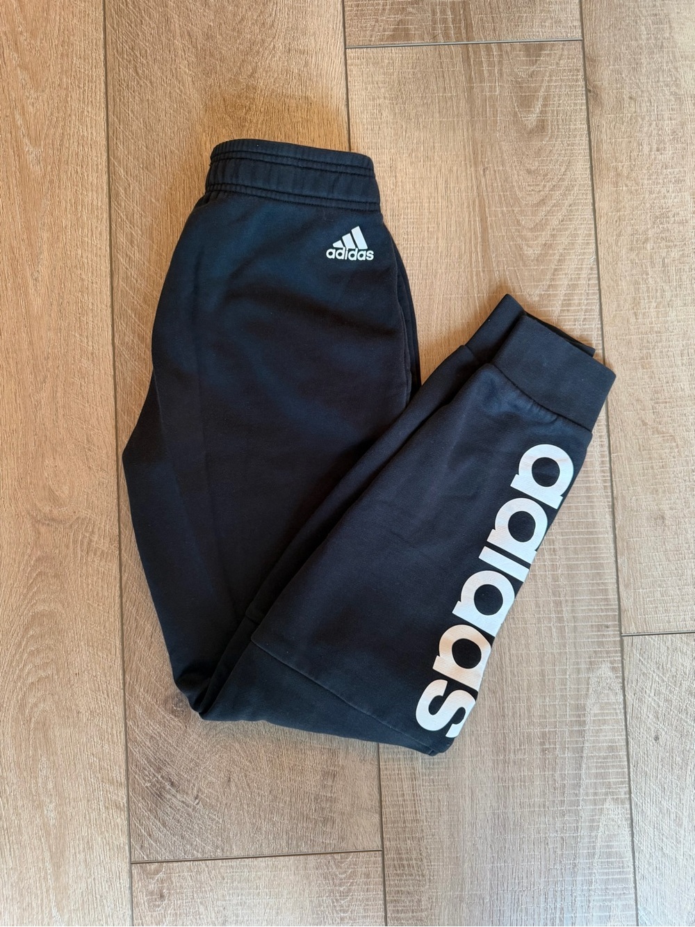adidas Black Joggers with White Logo